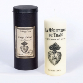 MÉDITATION DE THAIS - Tattooed pillar candle - Ivory - 4 units minimum