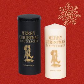 MERRY CHRISTMAS - Tattooed pillar candle - Gold